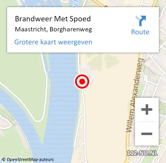 Locatie op kaart van de 112 melding: Brandweer Met Spoed Naar Maastricht, Borgharenweg op 5 december 2023 14:06