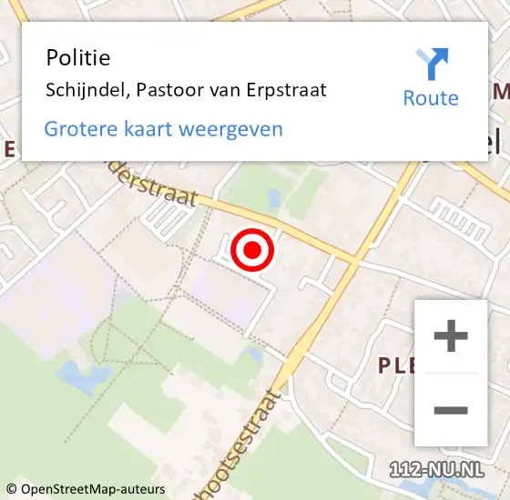 Locatie op kaart van de 112 melding: Politie Schijndel, Pastoor van Erpstraat op 5 december 2023 14:07