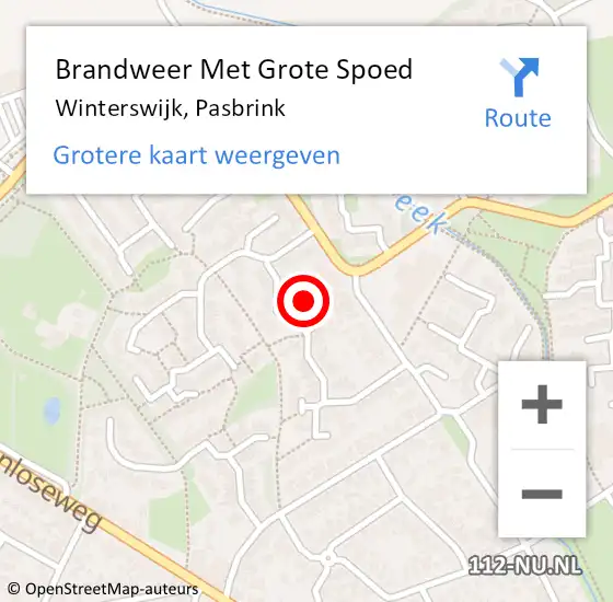 Locatie op kaart van de 112 melding: Brandweer Met Grote Spoed Naar Winterswijk, Pasbrink op 5 december 2023 14:17