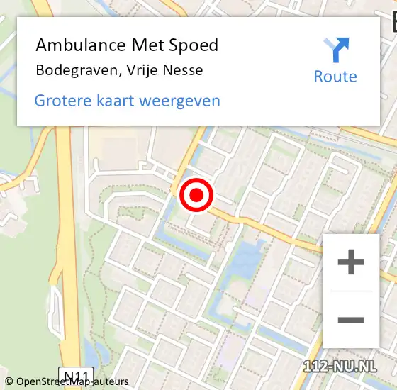 Locatie op kaart van de 112 melding: Ambulance Met Spoed Naar Bodegraven, Vrije Nesse op 5 december 2023 14:45