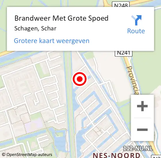 Locatie op kaart van de 112 melding: Brandweer Met Grote Spoed Naar Schagen, Schar op 5 december 2023 14:54