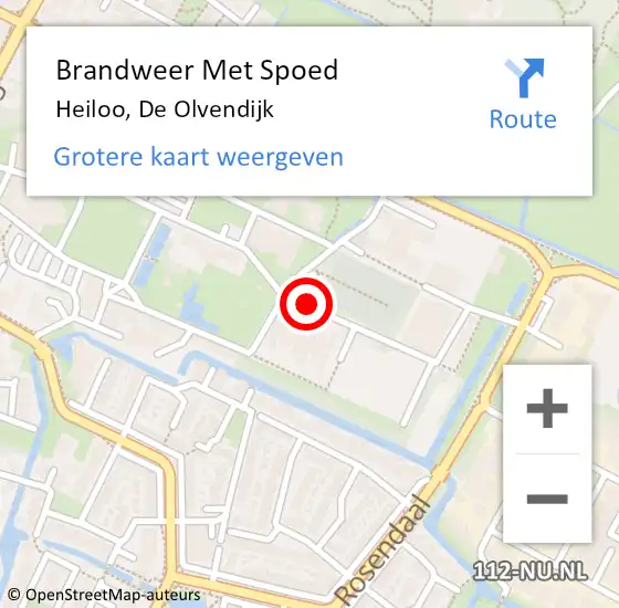 Locatie op kaart van de 112 melding: Brandweer Met Spoed Naar Heiloo, De Olvendijk op 5 december 2023 15:01