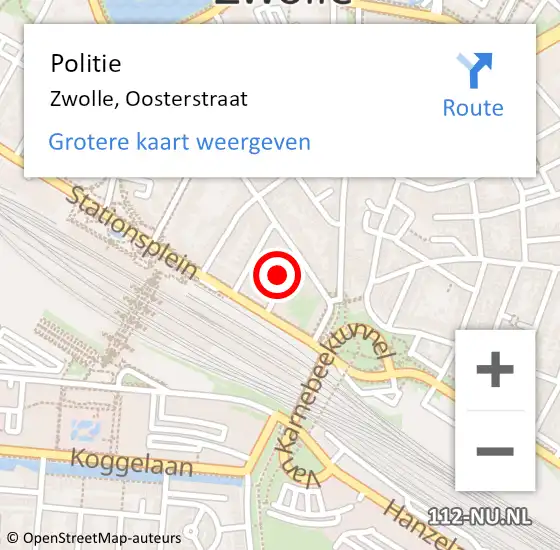 Locatie op kaart van de 112 melding: Politie Zwolle, Oosterstraat op 5 december 2023 15:11