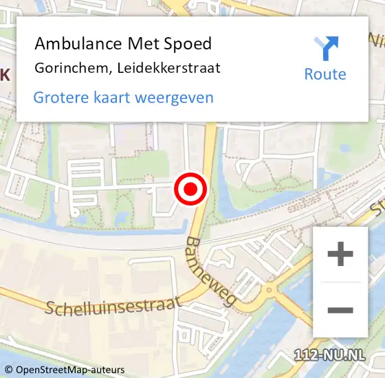 Locatie op kaart van de 112 melding: Ambulance Met Spoed Naar Gorinchem, Leidekkerstraat op 5 december 2023 15:17