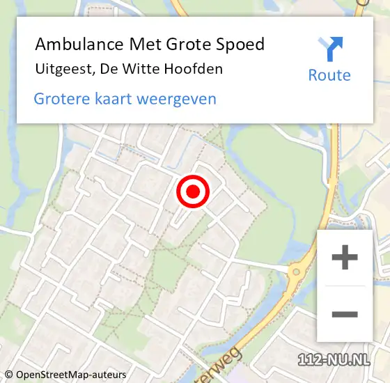 Locatie op kaart van de 112 melding: Ambulance Met Grote Spoed Naar Uitgeest, De Witte Hoofden op 5 december 2023 15:20