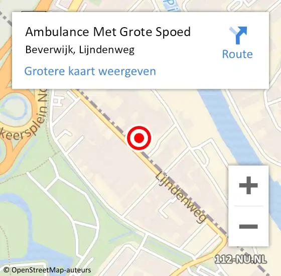 Locatie op kaart van de 112 melding: Ambulance Met Grote Spoed Naar Beverwijk, Lijndenweg op 5 december 2023 15:38