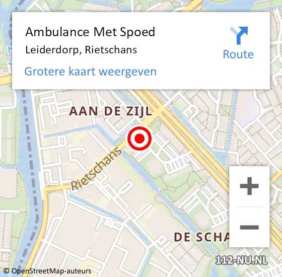 Locatie op kaart van de 112 melding: Ambulance Met Spoed Naar Leiderdorp, Rietschans op 5 december 2023 15:41