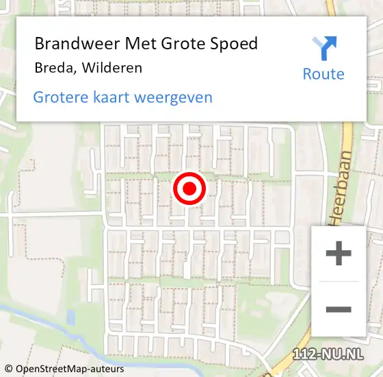 Locatie op kaart van de 112 melding: Brandweer Met Grote Spoed Naar Breda, Wilderen op 5 december 2023 15:42