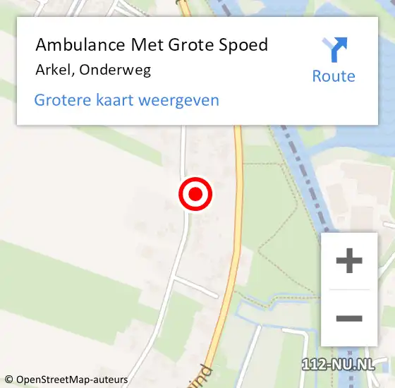 Locatie op kaart van de 112 melding: Ambulance Met Grote Spoed Naar Arkel, Onderweg op 5 december 2023 15:54