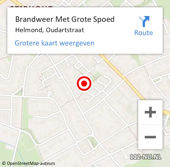 Locatie op kaart van de 112 melding: Brandweer Met Grote Spoed Naar Helmond, Oudartstraat op 5 december 2023 15:59