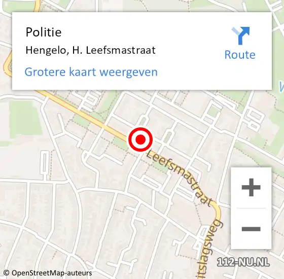 Locatie op kaart van de 112 melding: Politie Hengelo, H. Leefsmastraat op 5 december 2023 16:00