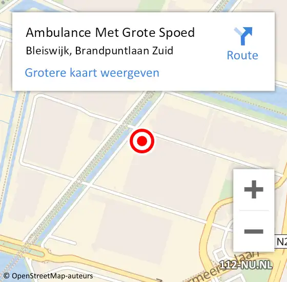 Locatie op kaart van de 112 melding: Ambulance Met Grote Spoed Naar Bleiswijk, Brandpuntlaan Zuid op 5 december 2023 16:17