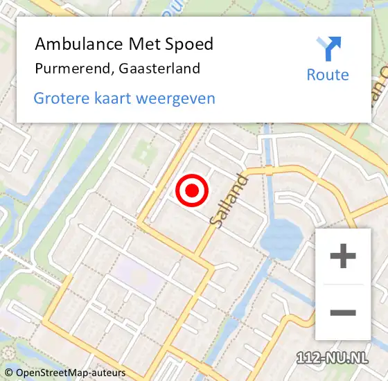 Locatie op kaart van de 112 melding: Ambulance Met Spoed Naar Purmerend, Gaasterland op 5 december 2023 16:51