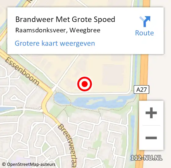 Locatie op kaart van de 112 melding: Brandweer Met Grote Spoed Naar Raamsdonksveer, Weegbree op 5 december 2023 16:56