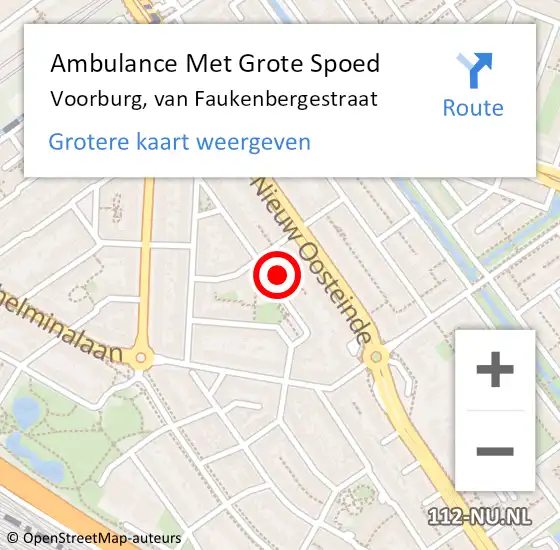 Locatie op kaart van de 112 melding: Ambulance Met Grote Spoed Naar Voorburg, van Faukenbergestraat op 5 december 2023 17:01