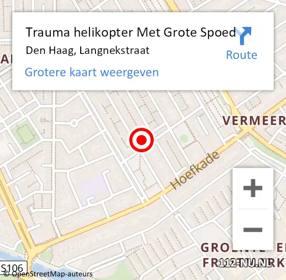 Locatie op kaart van de 112 melding: Trauma helikopter Met Grote Spoed Naar Den Haag, Langnekstraat op 5 december 2023 17:05