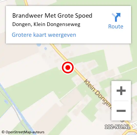 Locatie op kaart van de 112 melding: Brandweer Met Grote Spoed Naar Dongen, Klein Dongenseweg op 5 december 2023 17:05