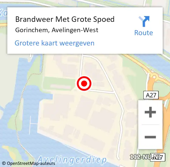 Locatie op kaart van de 112 melding: Brandweer Met Grote Spoed Naar Gorinchem, Avelingen-West op 5 december 2023 17:20