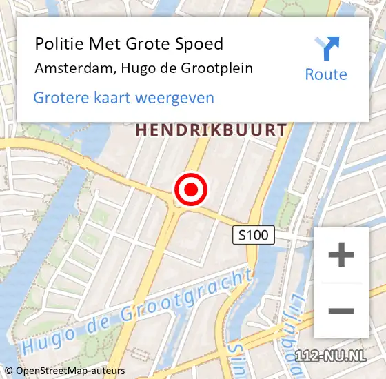 Locatie op kaart van de 112 melding: Politie Met Grote Spoed Naar Amsterdam, Hugo de Grootplein op 5 december 2023 17:28