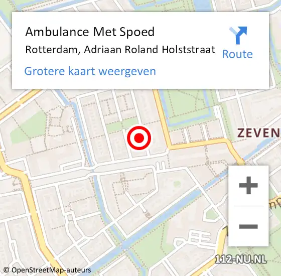 Locatie op kaart van de 112 melding: Ambulance Met Spoed Naar Rotterdam, Adriaan Roland Holststraat op 5 december 2023 17:36