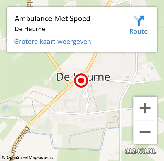 Locatie op kaart van de 112 melding: Ambulance Met Spoed Naar De Heurne op 5 december 2023 17:36