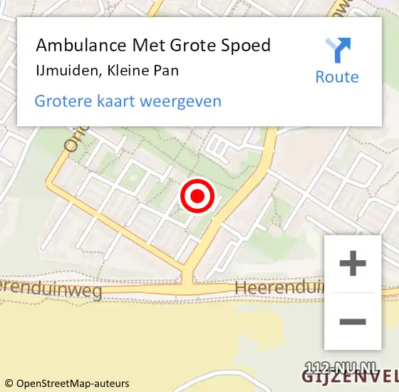 Locatie op kaart van de 112 melding: Ambulance Met Grote Spoed Naar IJmuiden, Kleine Pan op 5 december 2023 17:48