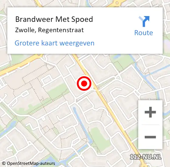 Locatie op kaart van de 112 melding: Brandweer Met Spoed Naar Zwolle, Regentenstraat op 5 december 2023 17:58