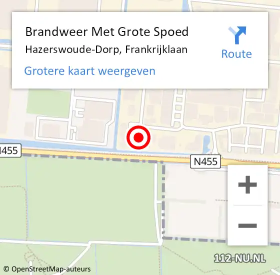 Locatie op kaart van de 112 melding: Brandweer Met Grote Spoed Naar Hazerswoude-Dorp, Frankrijklaan op 5 december 2023 18:22