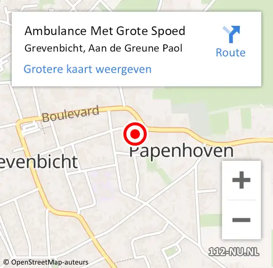 Locatie op kaart van de 112 melding: Ambulance Met Grote Spoed Naar Grevenbicht, Aan de Greune Paol op 17 september 2014 14:39