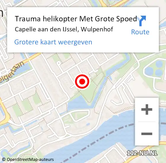 Locatie op kaart van de 112 melding: Trauma helikopter Met Grote Spoed Naar Capelle aan den IJssel, Wulpenhof op 5 december 2023 19:03