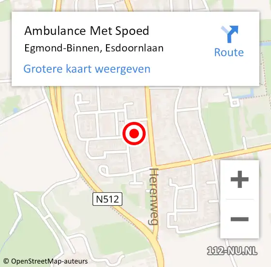 Locatie op kaart van de 112 melding: Ambulance Met Spoed Naar Egmond-Binnen, Esdoornlaan op 5 december 2023 19:38