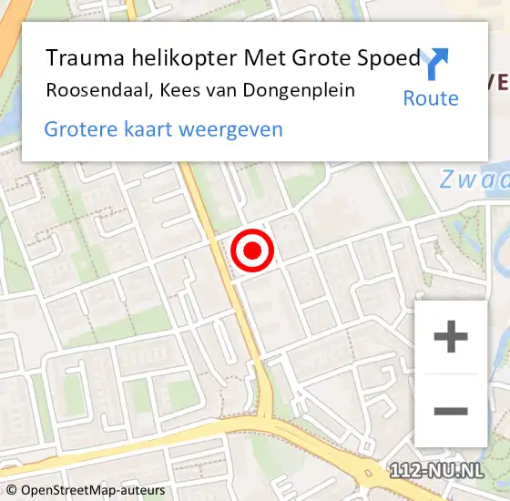 Locatie op kaart van de 112 melding: Trauma helikopter Met Grote Spoed Naar Roosendaal, Kees van Dongenplein op 5 december 2023 19:52