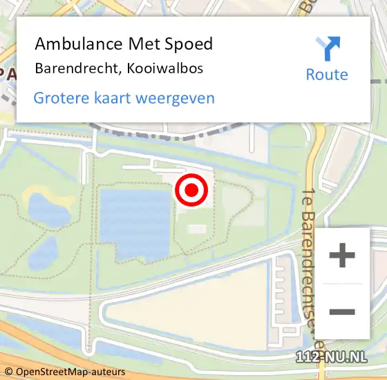 Locatie op kaart van de 112 melding: Ambulance Met Spoed Naar Barendrecht, Kooiwalbos op 5 december 2023 20:30