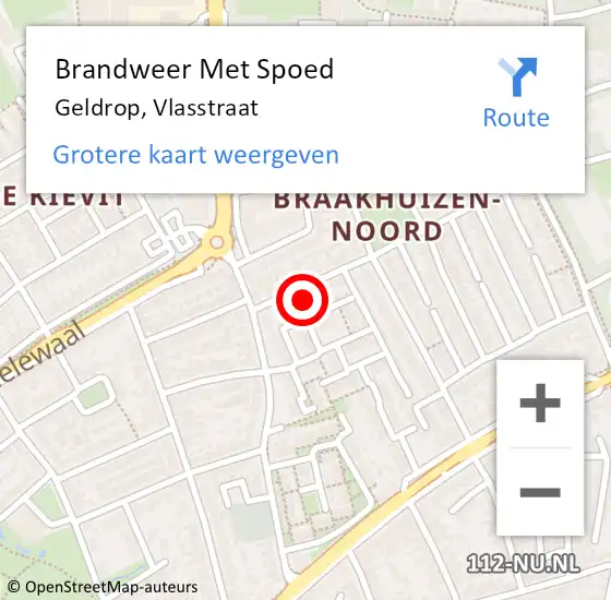 Locatie op kaart van de 112 melding: Brandweer Met Spoed Naar Geldrop, Vlasstraat op 5 december 2023 20:34