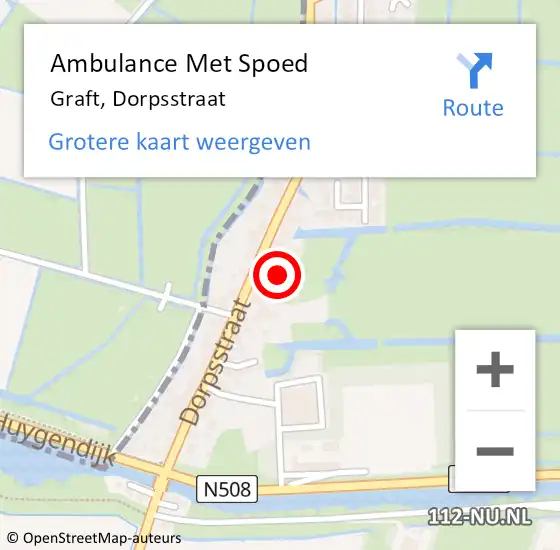 Locatie op kaart van de 112 melding: Ambulance Met Spoed Naar Graft, Dorpsstraat op 5 december 2023 20:37