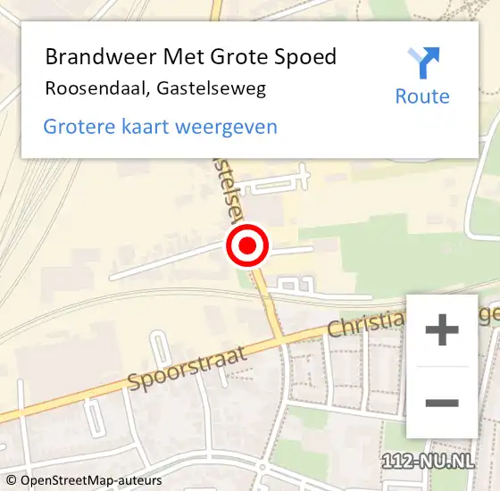 Locatie op kaart van de 112 melding: Brandweer Met Grote Spoed Naar Roosendaal, Gastelseweg op 5 december 2023 20:50