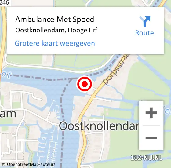 Locatie op kaart van de 112 melding: Ambulance Met Spoed Naar Oostknollendam, Hooge Erf op 5 december 2023 21:06
