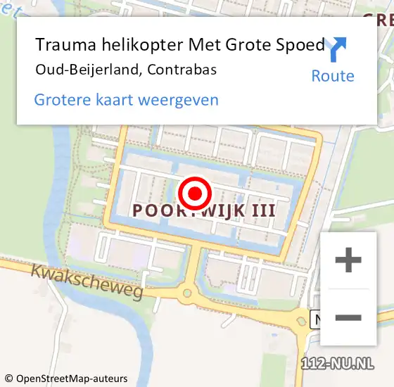 Locatie op kaart van de 112 melding: Trauma helikopter Met Grote Spoed Naar Oud-Beijerland, Contrabas op 5 december 2023 21:07