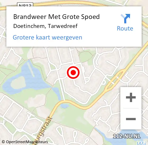 Locatie op kaart van de 112 melding: Brandweer Met Grote Spoed Naar Doetinchem, Tarwedreef op 5 december 2023 21:14