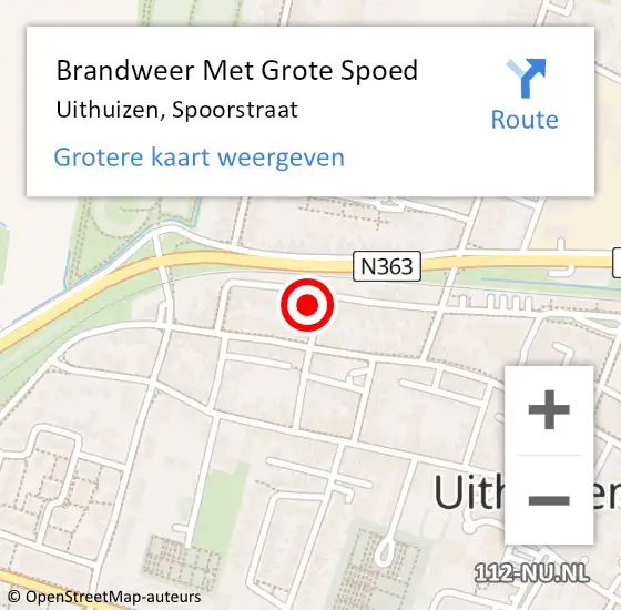 Locatie op kaart van de 112 melding: Brandweer Met Grote Spoed Naar Uithuizen, Spoorstraat op 5 december 2023 21:17