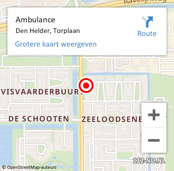 Locatie op kaart van de 112 melding: Ambulance Den Helder, Torplaan op 5 december 2023 21:30