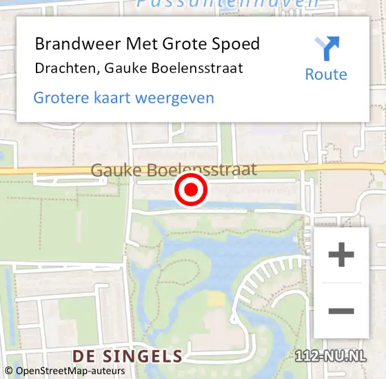 Locatie op kaart van de 112 melding: Brandweer Met Grote Spoed Naar Drachten, Gauke Boelensstraat op 5 december 2023 22:16