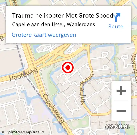 Locatie op kaart van de 112 melding: Trauma helikopter Met Grote Spoed Naar Capelle aan den IJssel, Waaierdans op 5 december 2023 22:54