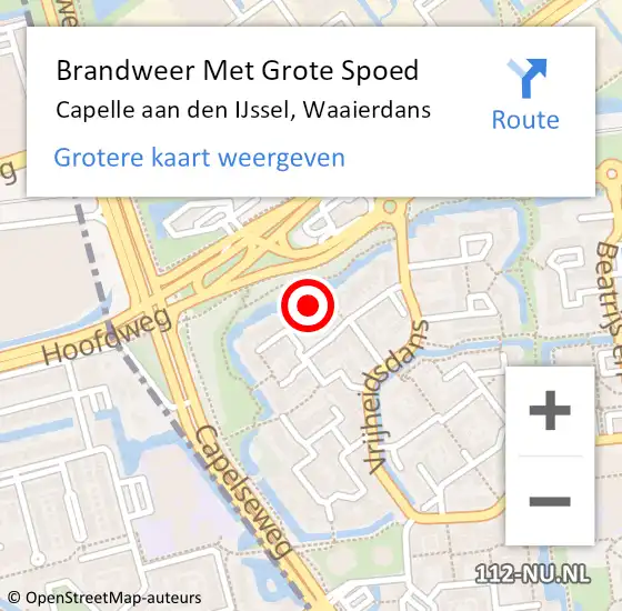 Locatie op kaart van de 112 melding: Brandweer Met Grote Spoed Naar Capelle aan den IJssel, Waaierdans op 5 december 2023 22:56