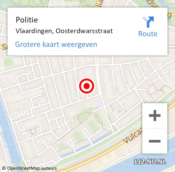 Locatie op kaart van de 112 melding: Politie Vlaardingen, Oosterdwarsstraat op 5 december 2023 22:57