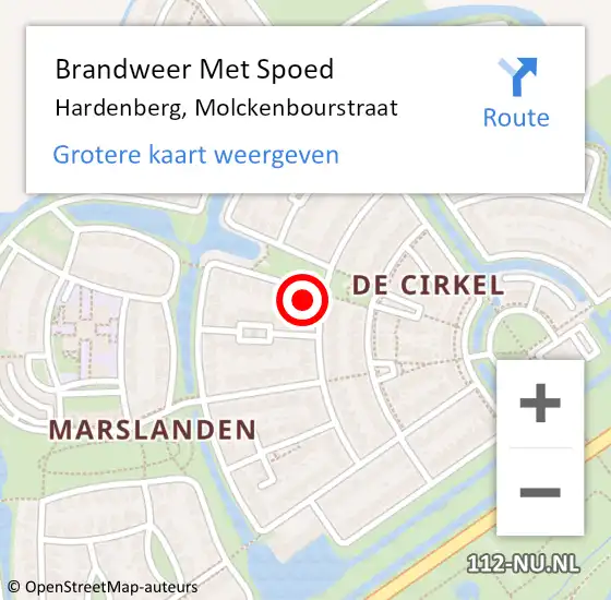 Locatie op kaart van de 112 melding: Brandweer Met Spoed Naar Hardenberg, Molckenbourstraat op 6 december 2023 00:24