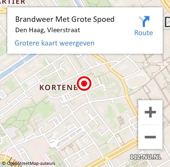 Locatie op kaart van de 112 melding: Brandweer Met Grote Spoed Naar Den Haag, Vleerstraat op 6 december 2023 00:33