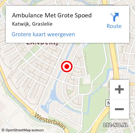 Locatie op kaart van de 112 melding: Ambulance Met Grote Spoed Naar Katwijk, Graslelie op 6 december 2023 00:54