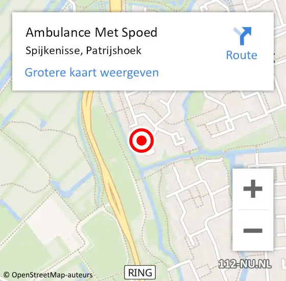 Locatie op kaart van de 112 melding: Ambulance Met Spoed Naar Spijkenisse, Patrijshoek op 6 december 2023 01:07