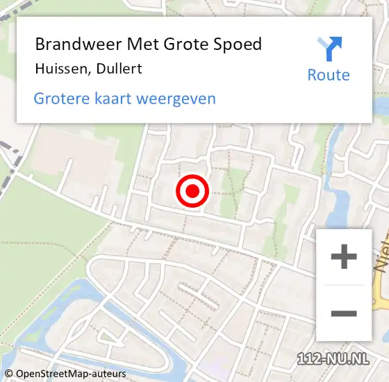 Locatie op kaart van de 112 melding: Brandweer Met Grote Spoed Naar Huissen, Dullert op 6 december 2023 02:10